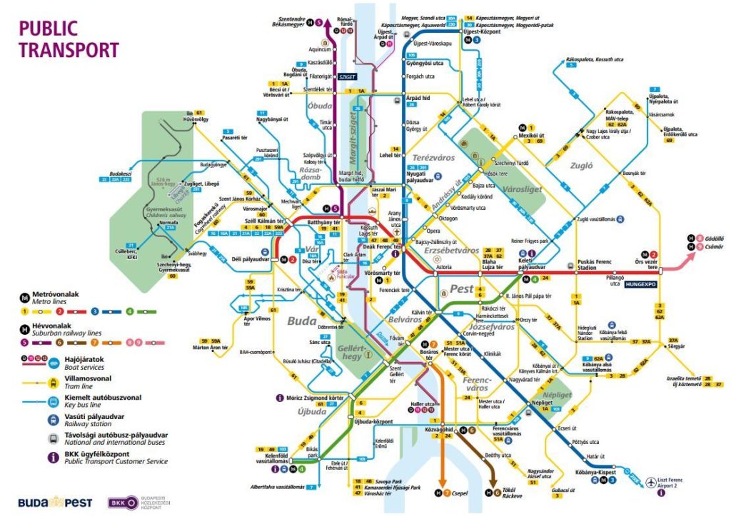 Budapeşte Şehir İçi Ulaşım Haritası